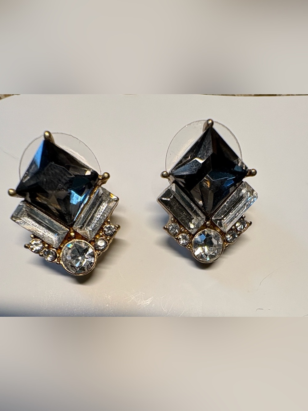 J Crew Smokey/Clear Crystal Earrings